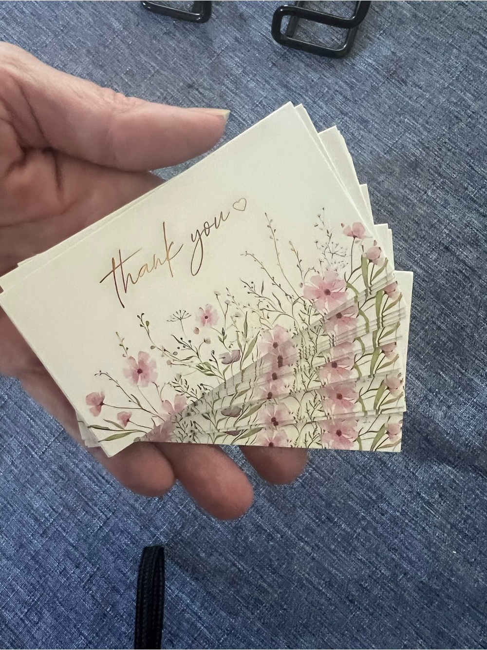 Set of 25 Floral 'Thank You' Note Cards with Wildflower Design